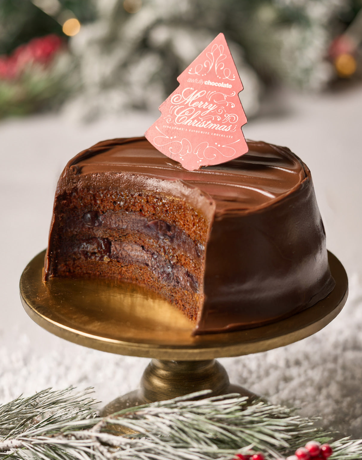 Christmas Chocolate Rum & Cherry Cake