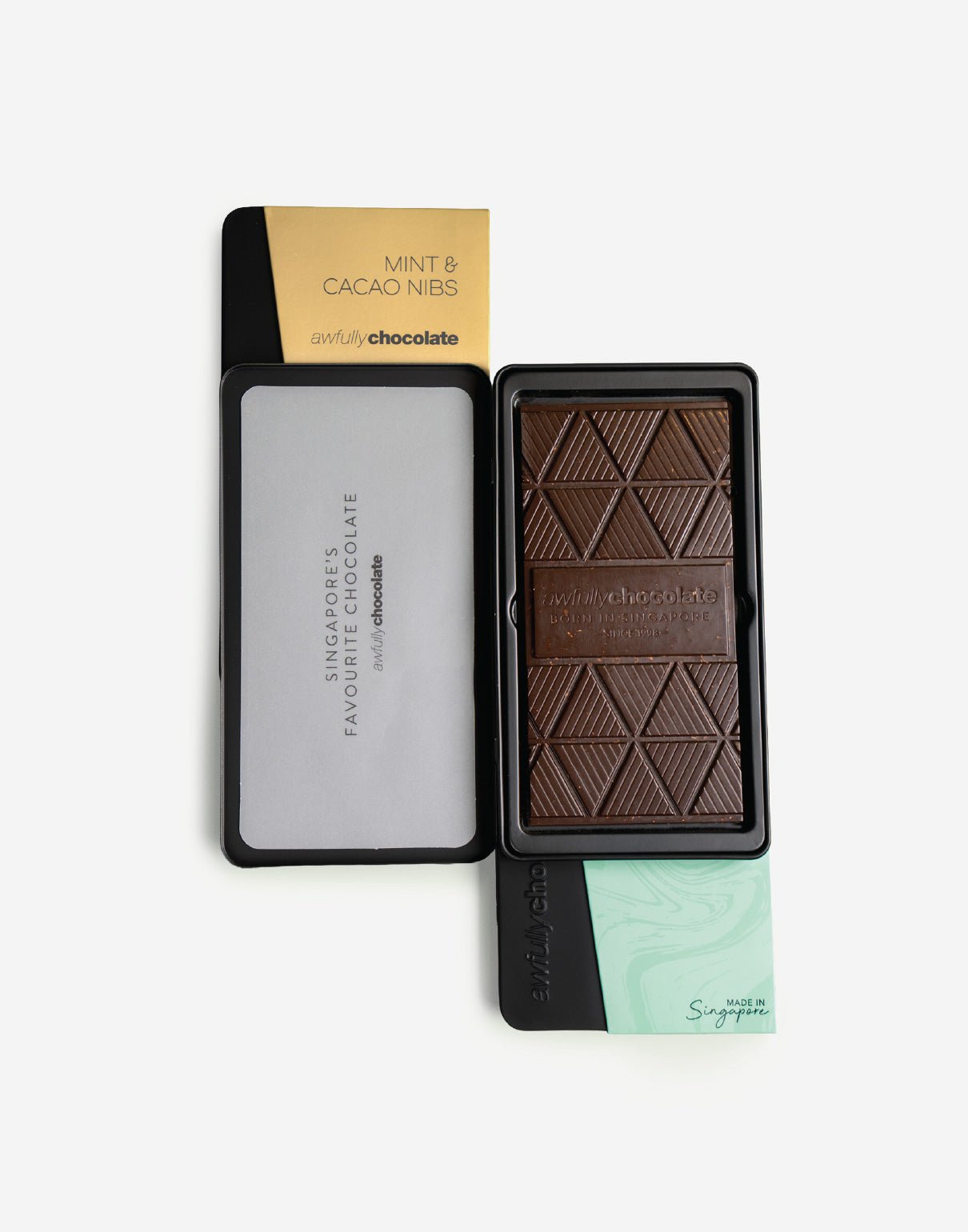 Mint & Cacao Nibs Chocolate Bar - Awfully Chocolate