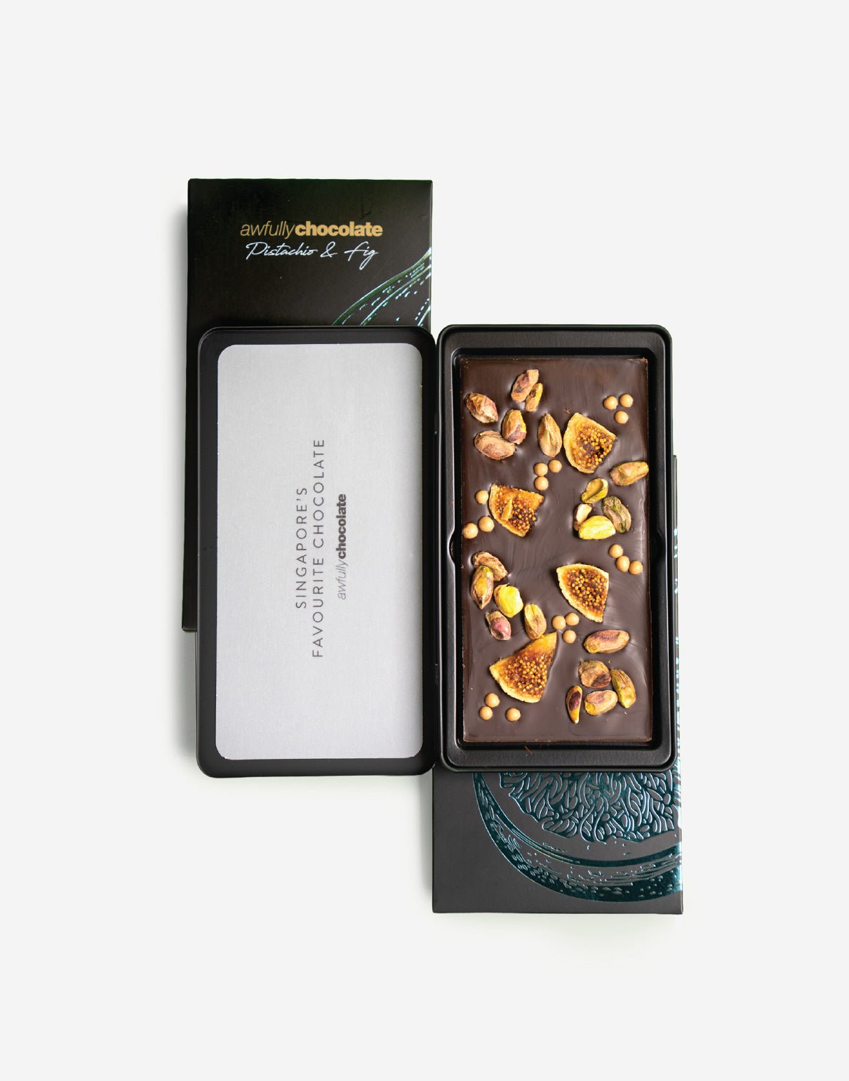 Pistachio & Fig Chocolate Bar - Awfully Chocolate