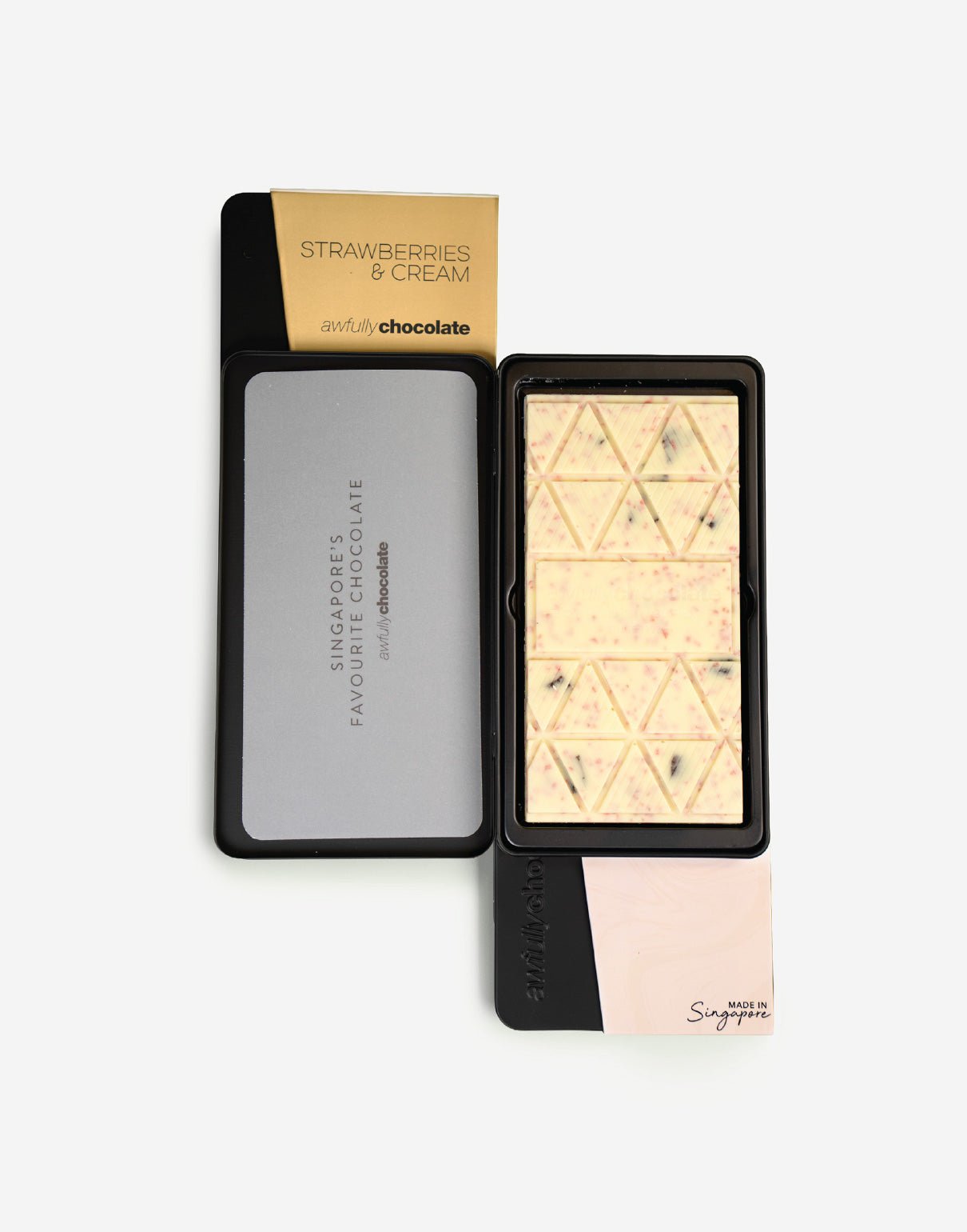 Strawberries & Cream Chocolate Bar - Awfully Chocolate